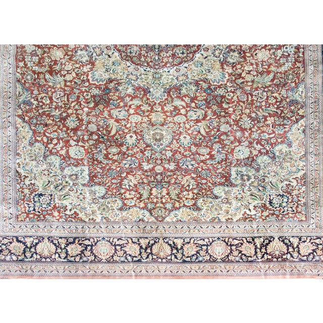 Vintage Persian Silk Rug For Sale In Chicago - Image 6 of 16