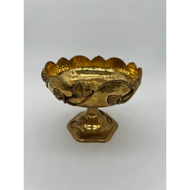 Vintage Brass Art Nouveau Pedestal Bowl For Sale - Image 12 of 12