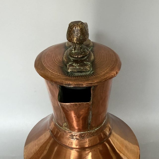 Metal Georgian Hand-Hammered Copper Pitcher with Hinged Lid and Brass Mounts, 1800s For Sale - Image 7 of 18