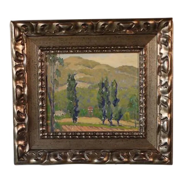 Stand of Poplars- Oil on Board by Marie Boening Kendall 1885-1953 For Sale