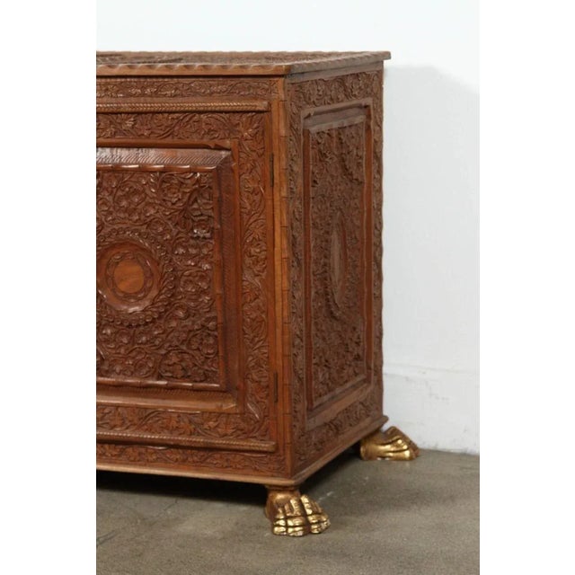 19th-Century Javanese Hand-Carved Wood Sideboard With Claw Feet For Sale - Image 10 of 12