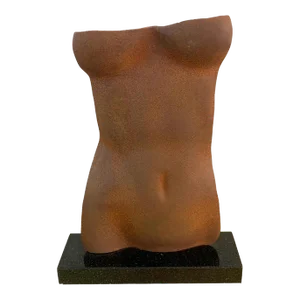 2003 "Torso (Ferro)" Figurative Dark Bronze Color Cast Iron on Granite Sculpture by Gerald Siciliano
