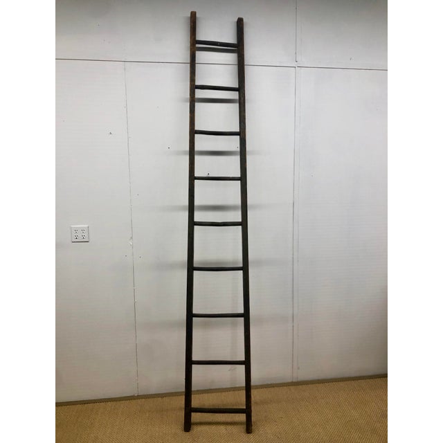 French Country Antique Rustic French Farm Ladder For Sale - Image 3 of 10