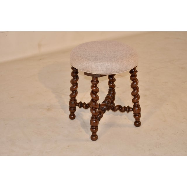 19th Century 19th Century French Oak Upholstered Stool For Sale - Image 5 of 8
