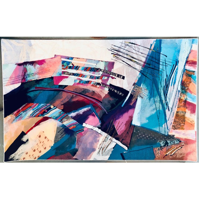 Smadar Livne, Fiber Art Collage Israeli Modernist Vibrant Colorful Tapestry Wall Hanging Rug, 1994 For Sale - Image 4 of 11
