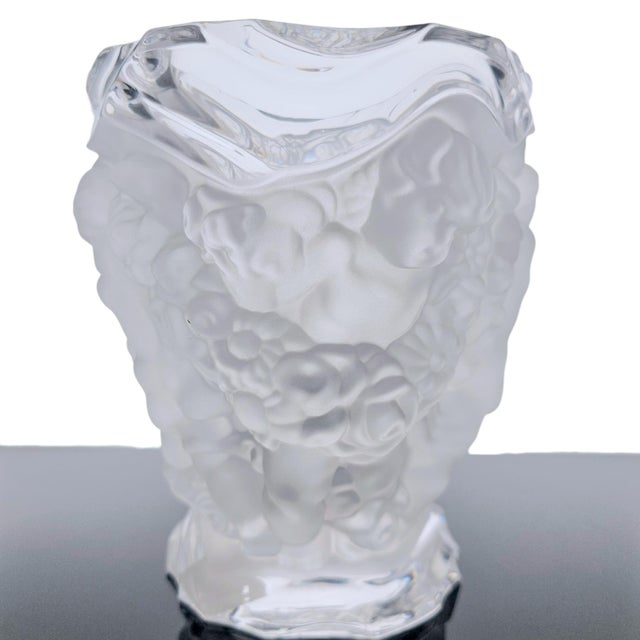 A substantial frosted and clear lead crystal vase produced for The Bombay Company in Germany during the late twentieth...