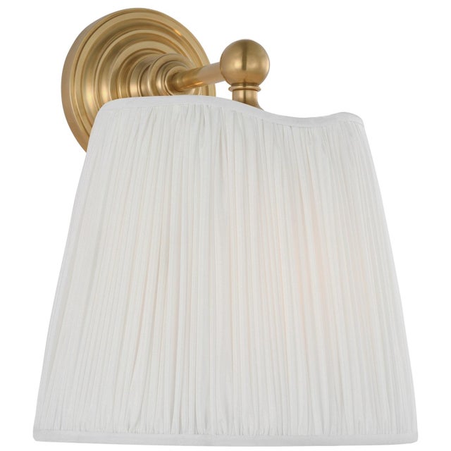 Amber Lewis for Visual Comfort Signature Matos 11" Sconce in Hand-Rubbed Antique Brass with Silk Pleat Shade For Sale