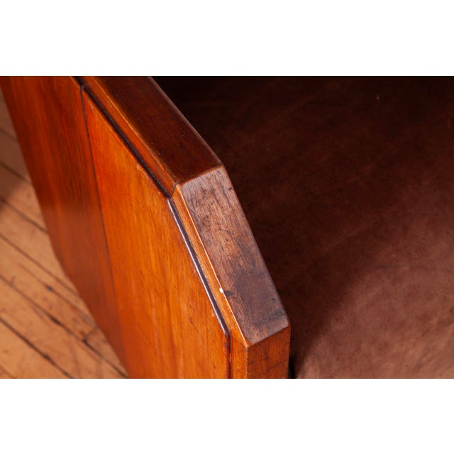 Wood Pair of French Cubist Club Chairs in Leather and Hide, C. 1920s For Sale - Image 7 of 15