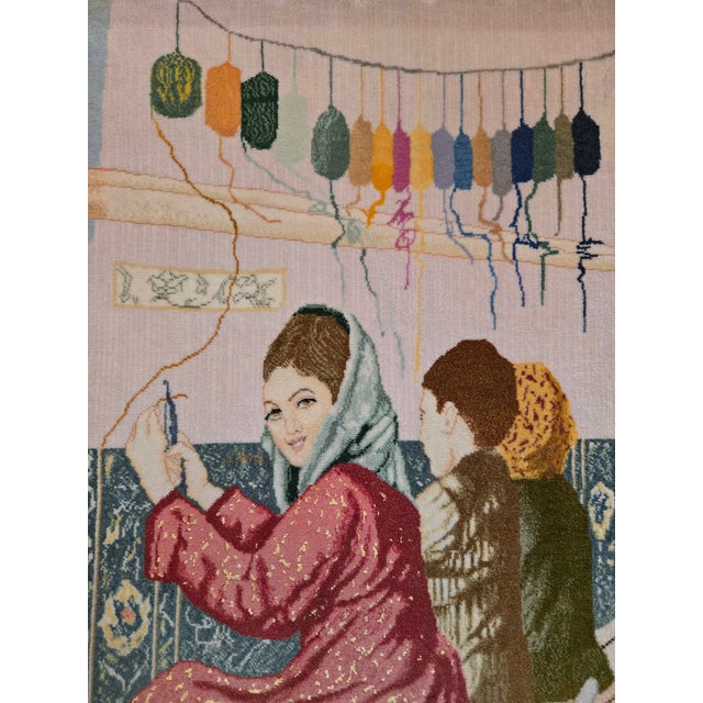 Persian Vintage Persian Pictorial Tabriz Rug, Hand-Knotted Wool For Sale - Image 3 of 18