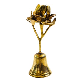 Vintage Brass Flower Bell For Sale
