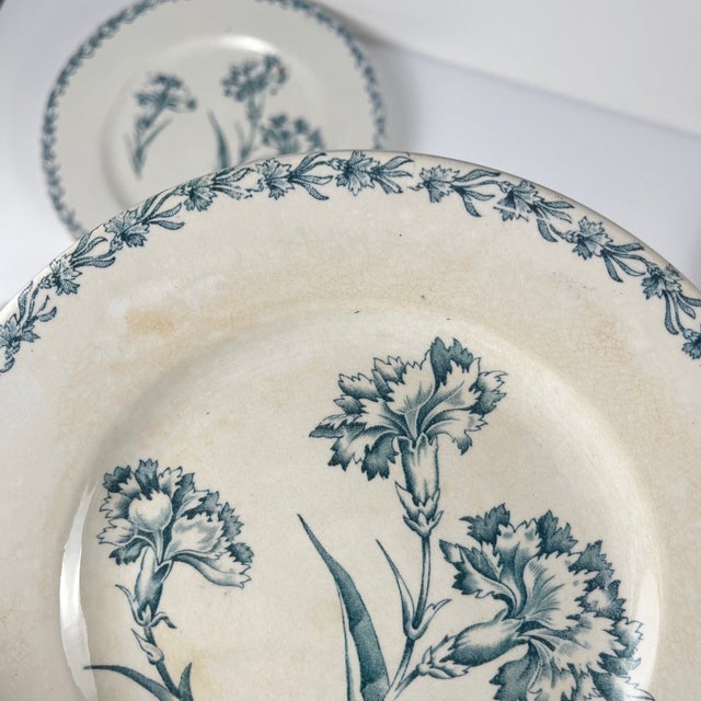 Antique Dessert Plates with Carnation Pattern from KG Lunéville, 1890s, Set of 6 For Sale - Image 12 of 14