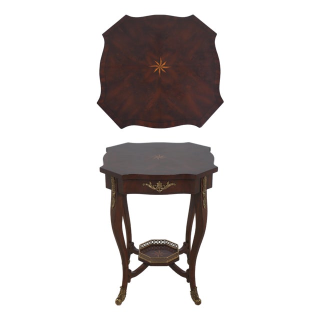Maitland Smith French Louis XV Mahogany Lamp Table W. Brass Ormolu For Sale