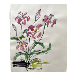 Vintage Floral Watercolor on Paper