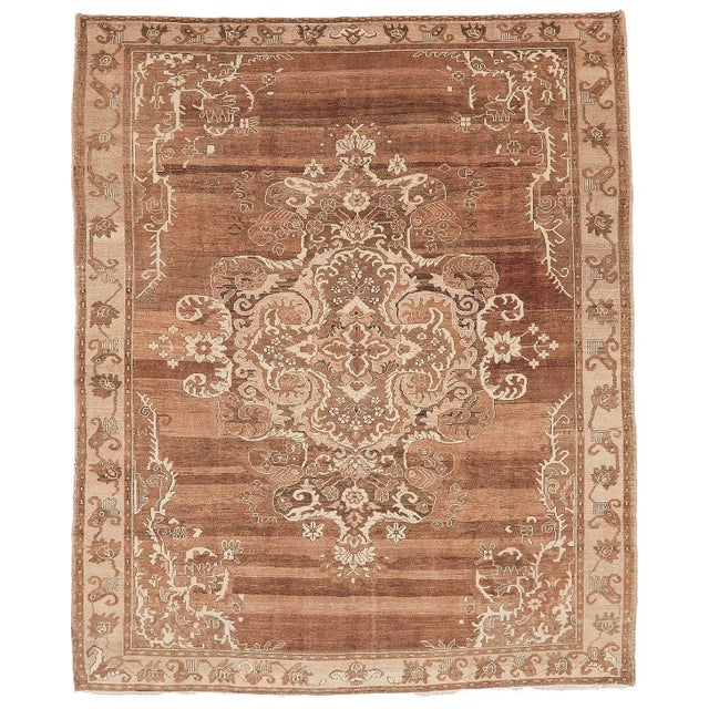 Textile Mid 20th Century Large Brown Vintage Kars Rug For Sale - Image 7 of 7