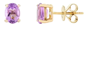 Tiny Amethyst Solitaire Stud Earrings in 14k- a Pair