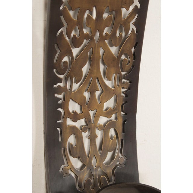 Bombay Company Pair Pierced Brass Candle Wall Sconces For Sale - Image 9 of 13