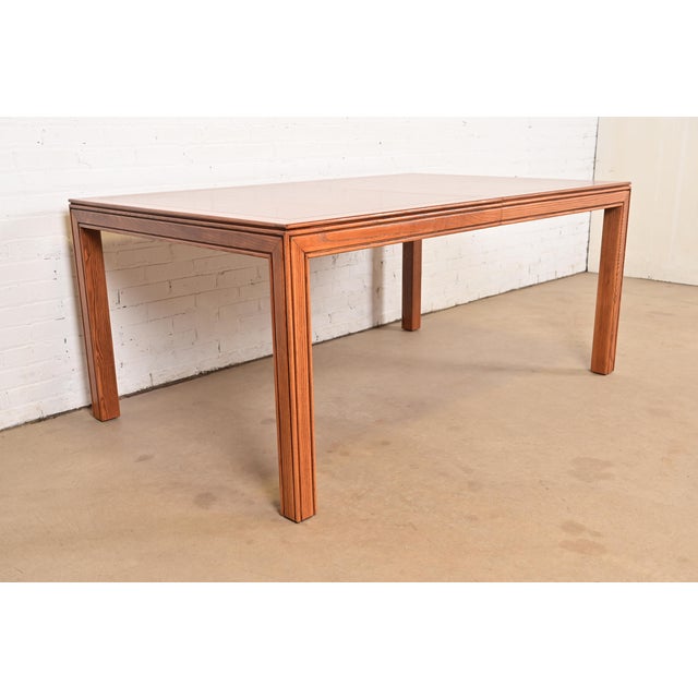 Henredon Henredon Mid-Century Modern Burl Wood Parsons Dining Table, Newly Refinished For Sale - Image 4 of 12