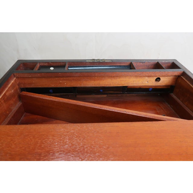 Large Antique Campaign Burr Walnut Writing Box, 1870 For Sale - Image 9 of 11