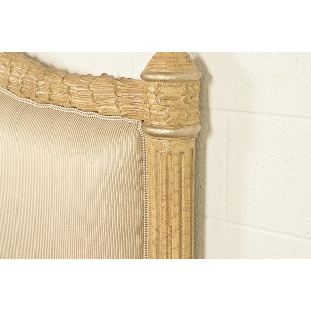 Henredon Style French Regency Louis XVI Cream Crackle Lacquered Upholstered King Size Bed For Sale - Image 9 of 14