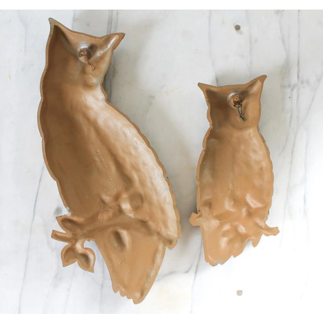 1960s Mid-Century Cast Owl Wall Hangings - a Pair For Sale - Image 5 of 6