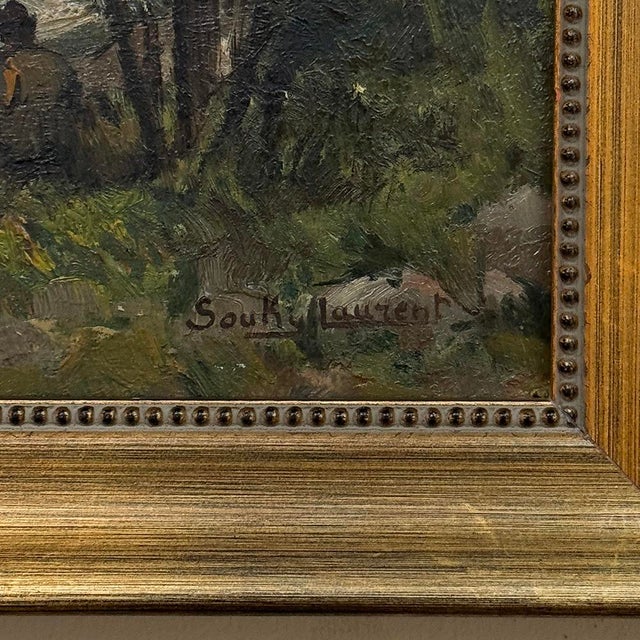 Framed Oil Painting on Panel by Laurent Souky (1914–2005), 'Au Bord Du Lesse' For Sale - Image 15 of 18