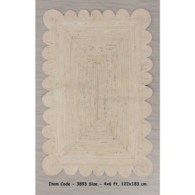 Natural White Jute Scallop Hand Made Rug - 8'x10' For Sale - Image 9 of 12