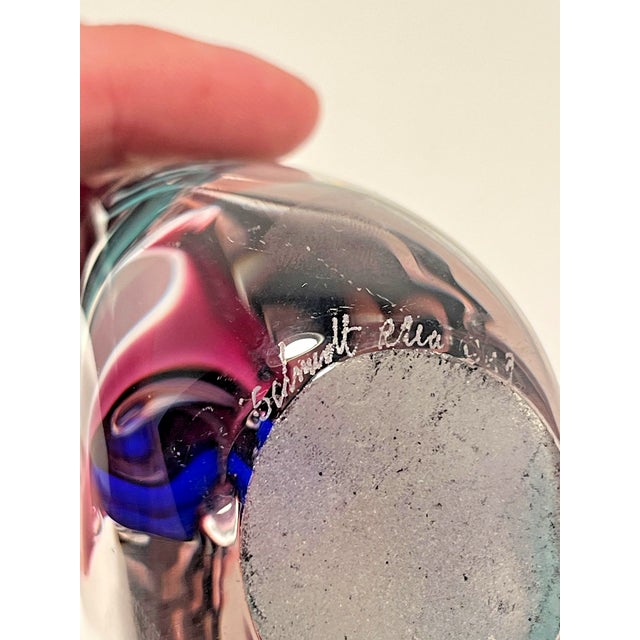 1990s Set of Three 1990s Schmidt Rhea Signed Handblown Art Glass Abstract Paperweights For Sale - Image 5 of 10