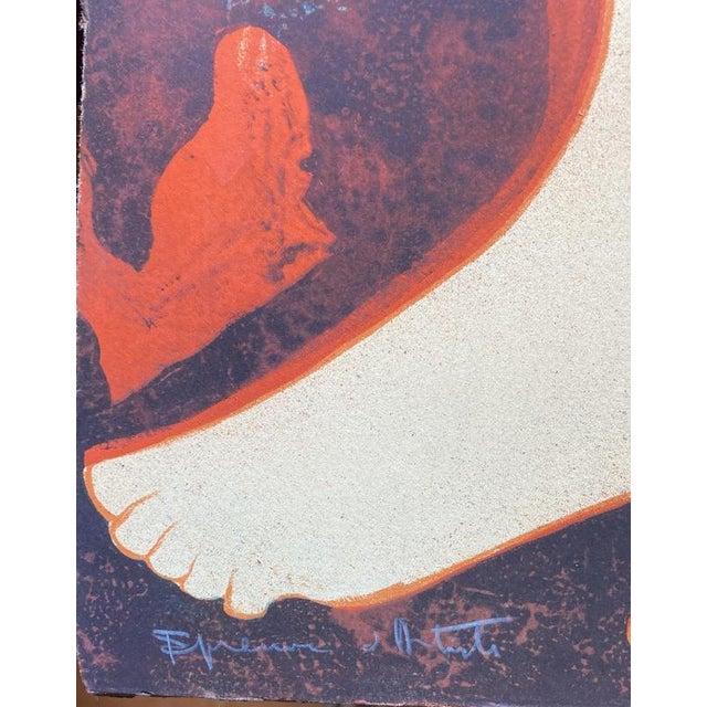 Modern Alain Bonnefoit, Red, Nude, 1979, Signed Lithograph For Sale - Image 3 of 6