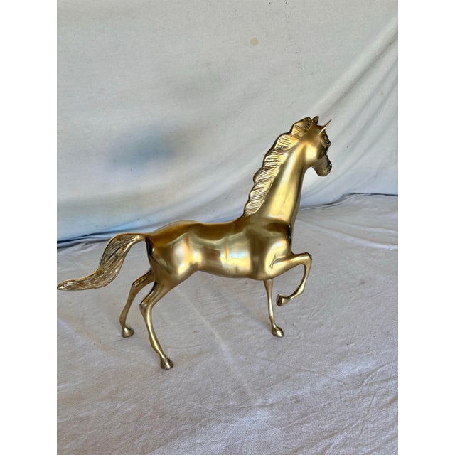 Metal 20th Century Brass Equestrian Horse Sculpture For Sale - Image 7 of 12