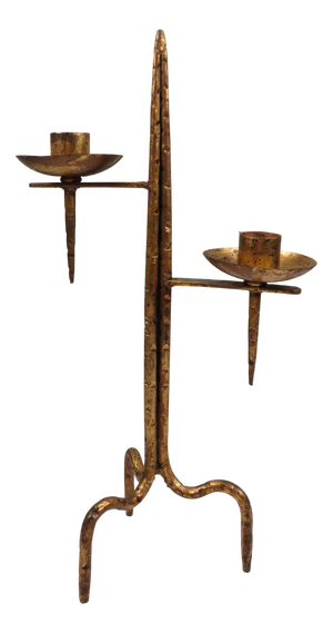 Brutalist Sculptural Candleholder in Handcrafted Metal, 1960s