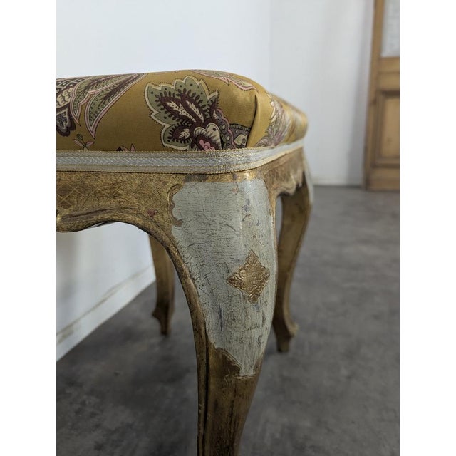 Venetian Upholstered Giltwood Stool For Sale - Image 5 of 6