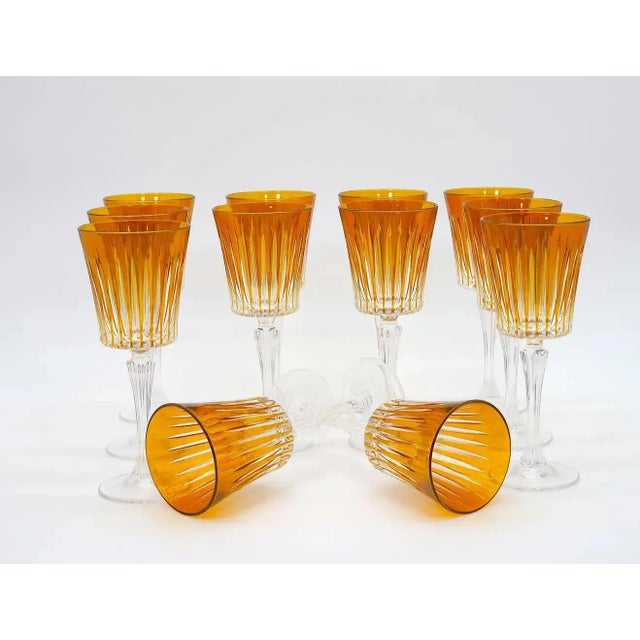 Contemporary French Cut Crystal Tableware Wine / Water Service For Sale - Image 3 of 13