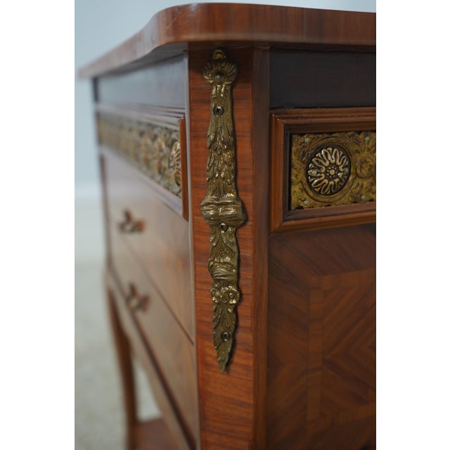 Pair of Vintage Louis XV Style Marquetry Side Tables Nightstands For Sale - Image 16 of 17