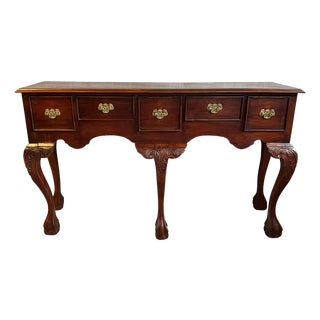 1990s Mahogany Chippendale Console or Sideboard With Ball and Claw Feet For Sale