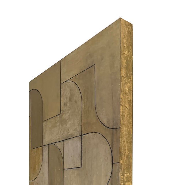 2020s Contemporary Geometric Abstract Square Oil and Cold Wax Painting Earth Tones by Stephen Cimini For Sale - Image 5 of 6