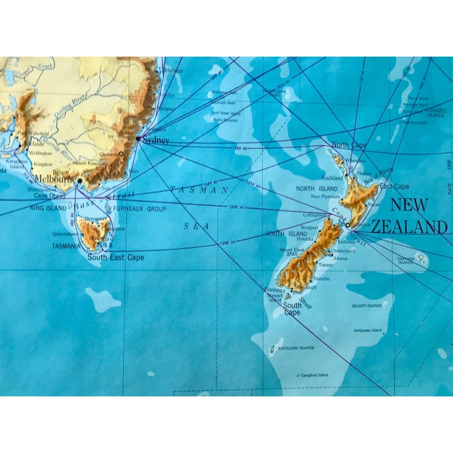 1950s Vintage Army Map Service Large Australia & New Zealand • Large Mid-Century Ams Wall Decor • 55" X 40" - Military Cartographic Print For Sale - Image 5 of 9