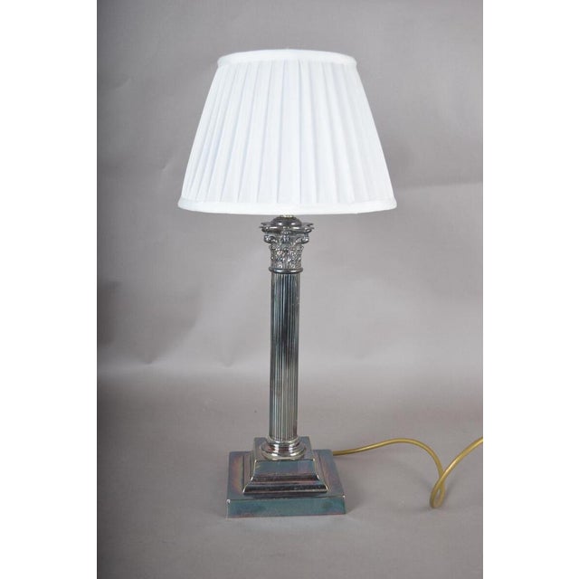 Metal Silver-Plated Column Table Lamp, 1960s For Sale - Image 7 of 8