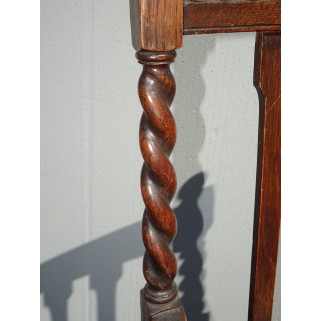 Vintage French Country Brown Oak Barley Twist Arm Chair For Sale - Image 10 of 16