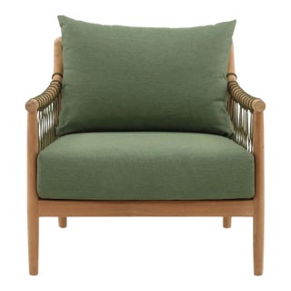 Outdoor Teak & Fern Green Arm Chair For Sale