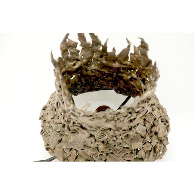 Brass Table Lamp in the style of Jacques Duval Brasseur, France, 1970s For Sale - Image 3 of 5