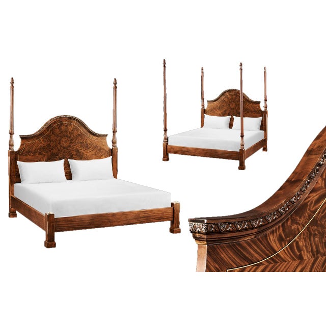 2020s Four-Poster King Bed, Mahogany King-Size Pineapple Poster Bed With Adjustable Box Spring Height by AntiquePurveyor For Sale - Image 5 of 18