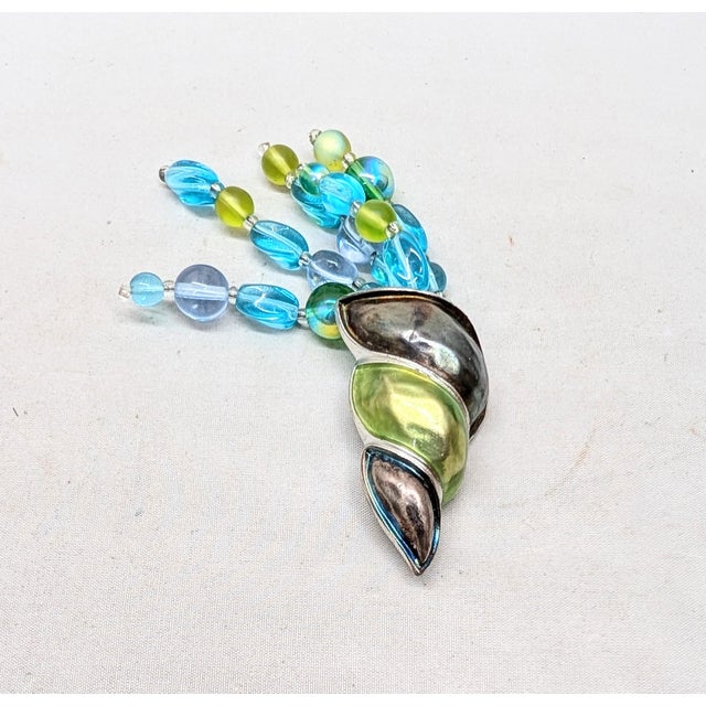 Metal Vintage 1980s Signed Givenchy Enamel & Beaded Squid Brooch For Sale - Image 7 of 7