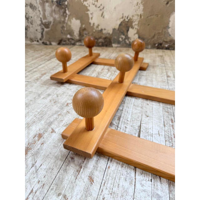 1980s Pine Wall Coat Rack, 1980 For Sale - Image 5 of 15