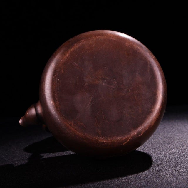 Vintage Hand-Hammered Copper Teapot With Gemstone Inlay and Cloud Motif For Sale - Image 9 of 9