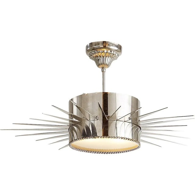 Soleil Large Semi-Flush in Polished Nickel with Frosted Glass Designer: Suzanne Kasler Min. Custom Height: 12" Canopy:...