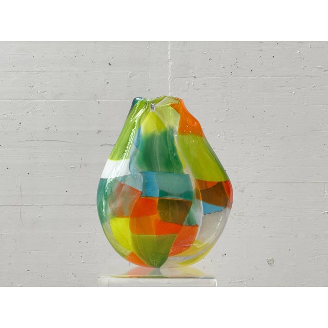 A striking studio glass vase from the mdina glass manufactory in malta, crafted in the 1970s. The organically shaped...