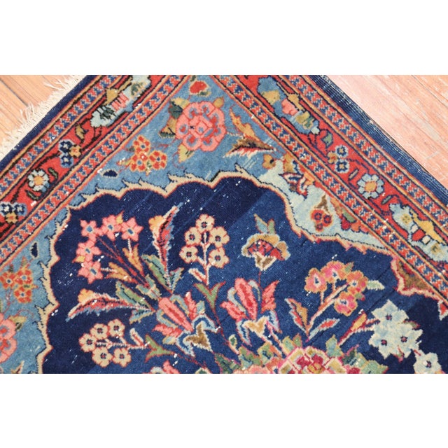 Navy Persian Kashan Mat rug no. j1995 For Sale - Image 9 of 9