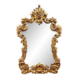 Large Italian Ornate Carved Gold Giltwood Mirror For Sale