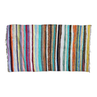 Festival Stripe Recycled Sari Rug 40" X 60" For Sale