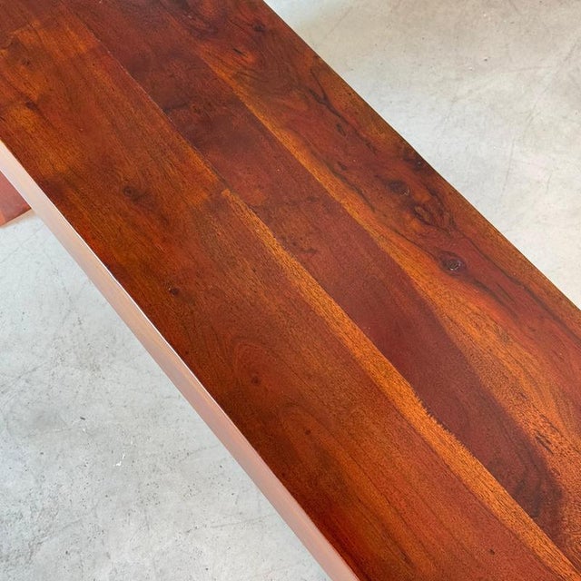Minimalist Sculptural Walnut Bench, Italy 1970s For Sale - Image 16 of 18